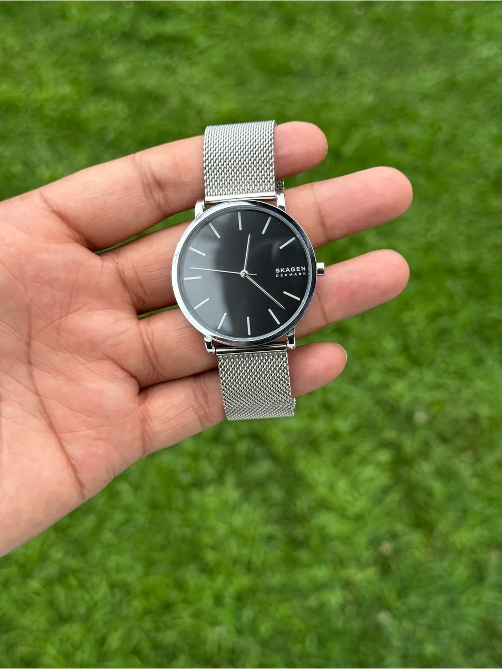 Skagen men’s classic Stainless Steel Mesh Bracelet Watch - Black Dial